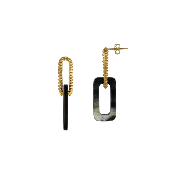 [TCS-IFEH780] Boucles d'oreilles Laiton Plaqué or & Corne - The Craft Shop
