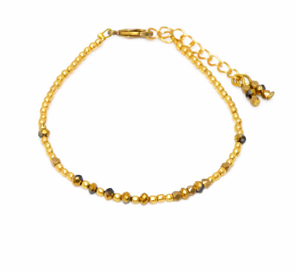 [NATA-BR-BCD281] Bracelet 'Shani' Noir & Doré - Nataraj