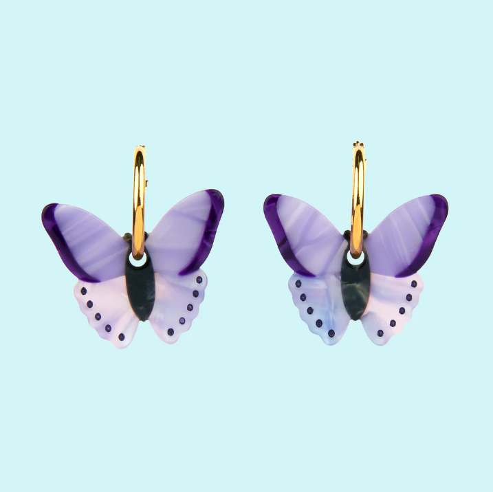 [COU-BOPAPILLONMAUVE] Boucles d'Oreilles Papillon Mauve - Coucou Suzette