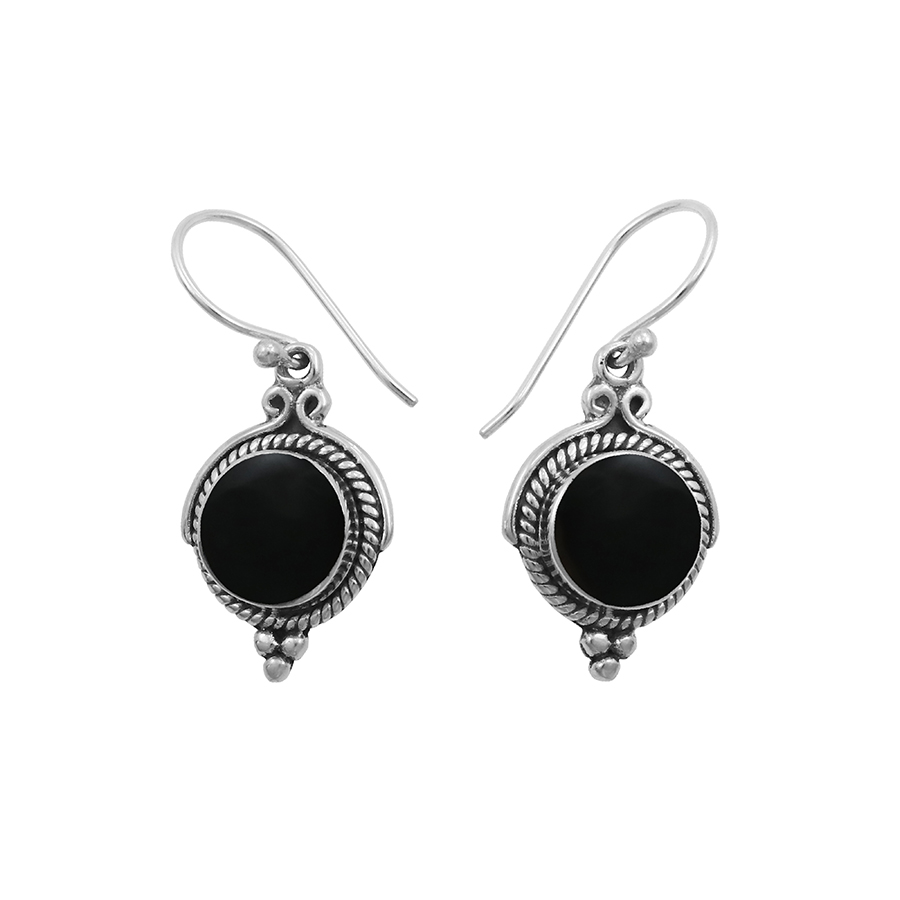 [BOAR-1142] Boucles d'oreilles Argent 925 & Coquillage Noir [1142]