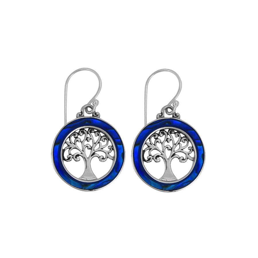[BOAR-1201] Boucles d'oreilles Argent 925 & Abalone Bleue [1201]