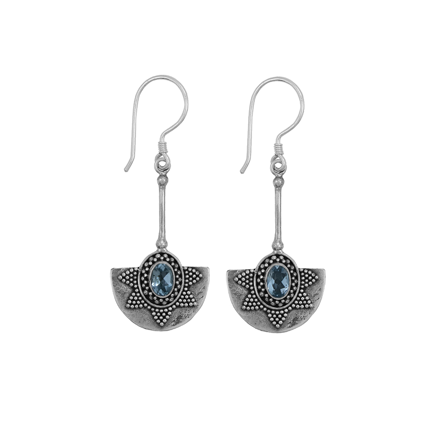 [BOAR-1227] Boucles d'oreilles Argent 925 & Topaze Bleue [1227]
