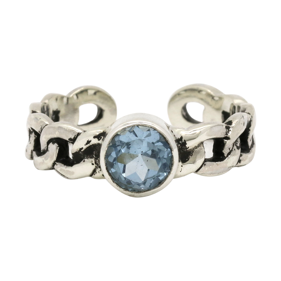 [BAAR-2183-57] Bague Argent 925 & Topaze Bleue [2183]