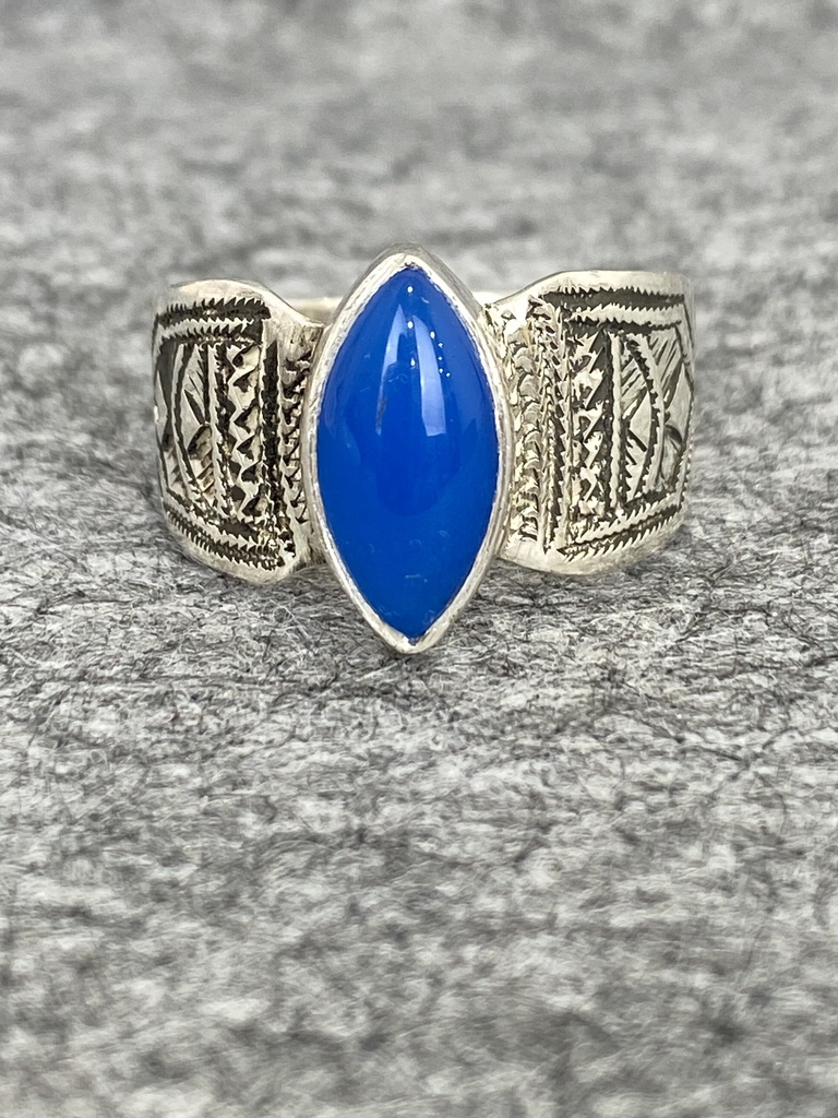 [BAAR-2287-60] Bague Argent 925 & Calcédoine Bleue [2287]
