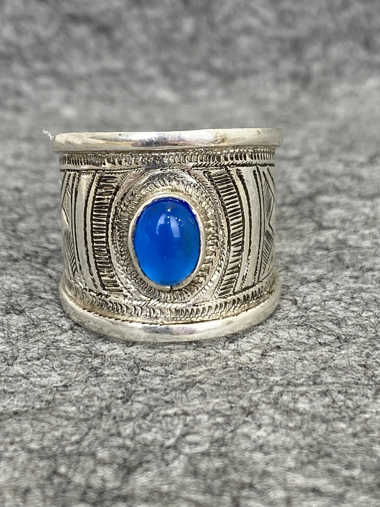 [BAAR-2302-58] Bague Argent 925 & Calcédoine Bleue [2302]