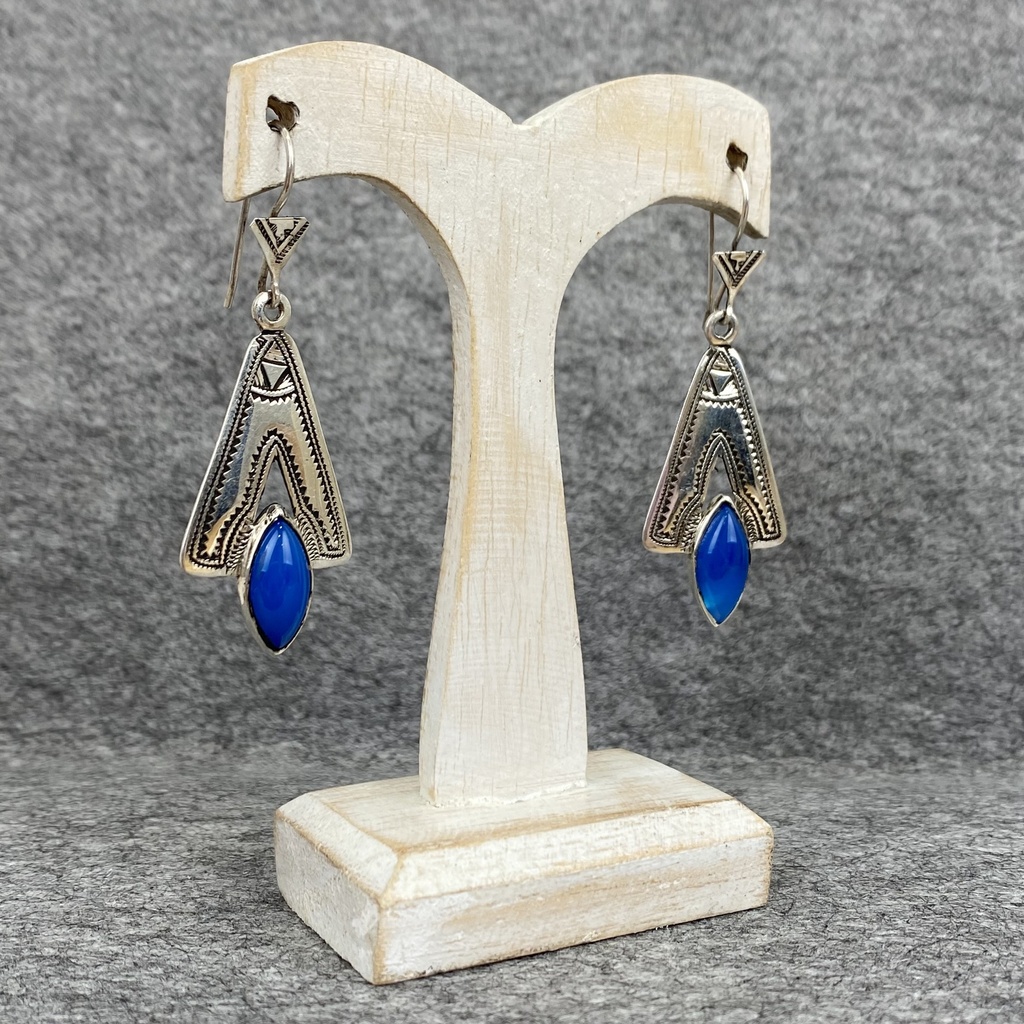 [BOAR-1252] Boucles d'oreilles Argent 925 & Calcédoine Bleue [1252]