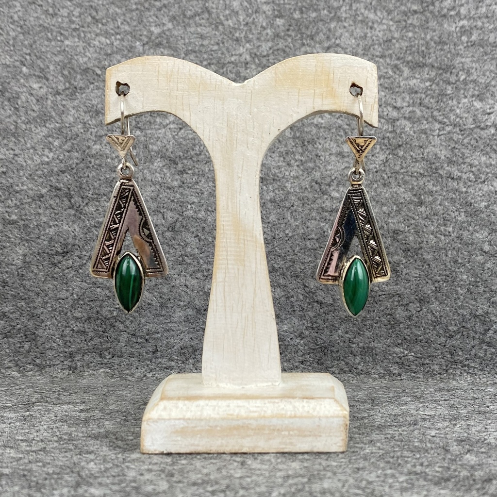 [BOAR-1256] Boucles d'oreilles Argent 925 & Malachite [1256]