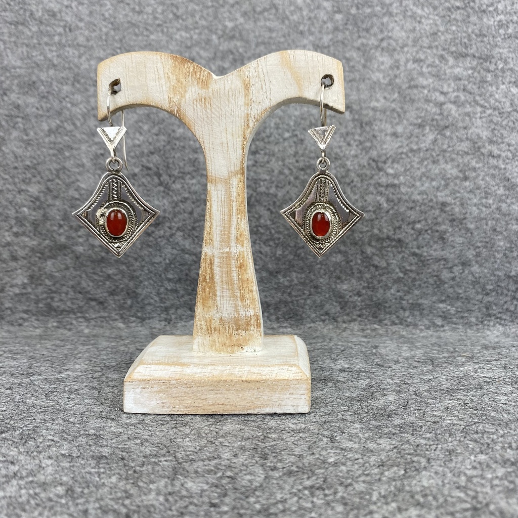 [BOAR-1295] Boucles d'oreilles Argent 925 & Cornaline [1295]