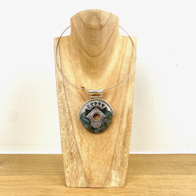 [COAR-0010] Collier Touareg Argent 925 & Labradorite [0010]