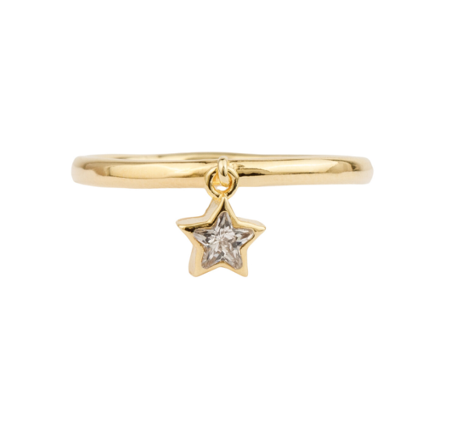 [ATLITW-OAR-HSC-52] Bague 'Oasis Hanger Star Clear' - Laiton Plaqué Or & Zircon - All The Luck In The World