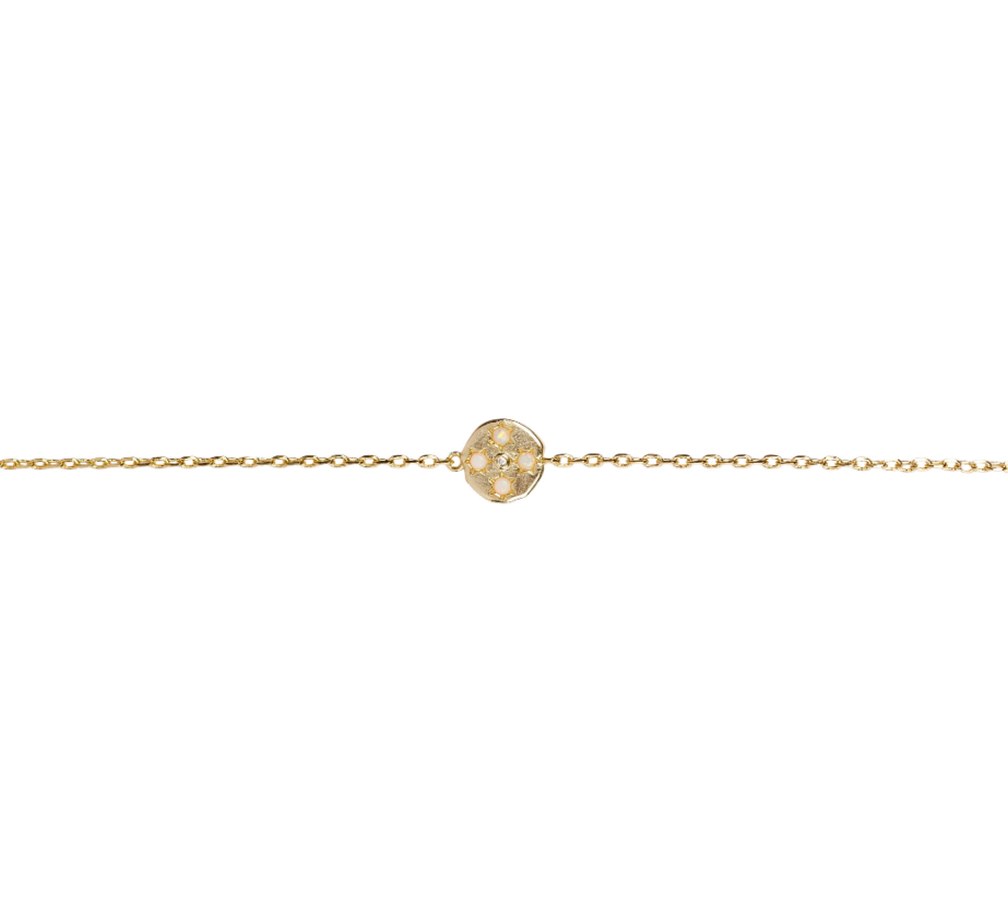 [ATLITW-SUB-FOS-G] Bracelet 'Sunlight Four Stars' - Laiton Plaqué Or & Opale - All The Luck In The World