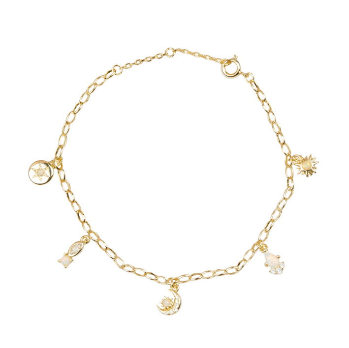 [ATLITW-SUB-TOC-G] Bracelet 'Sunlight Tiny Charms' - Laiton Plaqué Or & Opale - All The Luck In The World