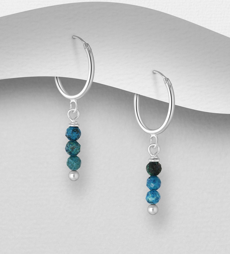 [BOAR-1327-CHRYS] Boucles d'Oreilles - Argent 925 & Chrysocolle [1327]