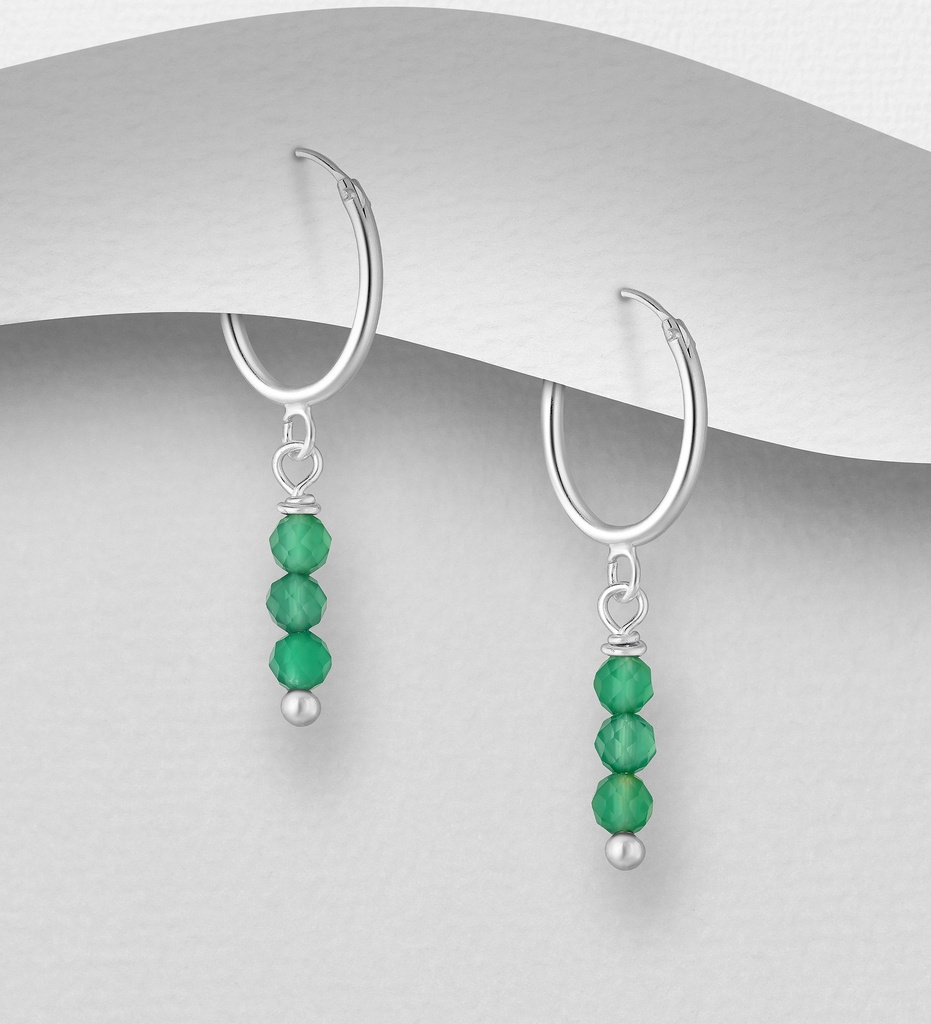 [BOAR-1328-ONYXVE] Boucles d'Oreilles - Argent 925 & Onyx Verte [1328]