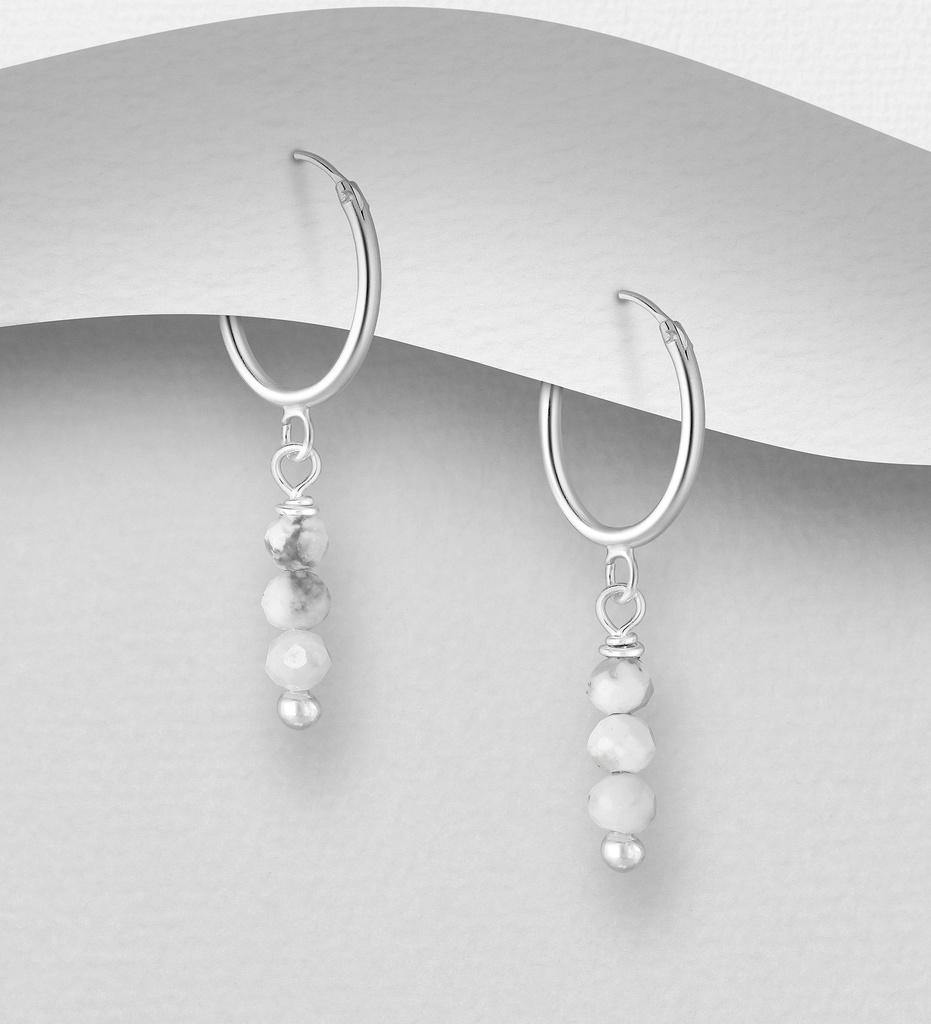 [BOAR-1329-HOWLITE] Boucles d'Oreilles - Argent 925 & Howlite [1329]