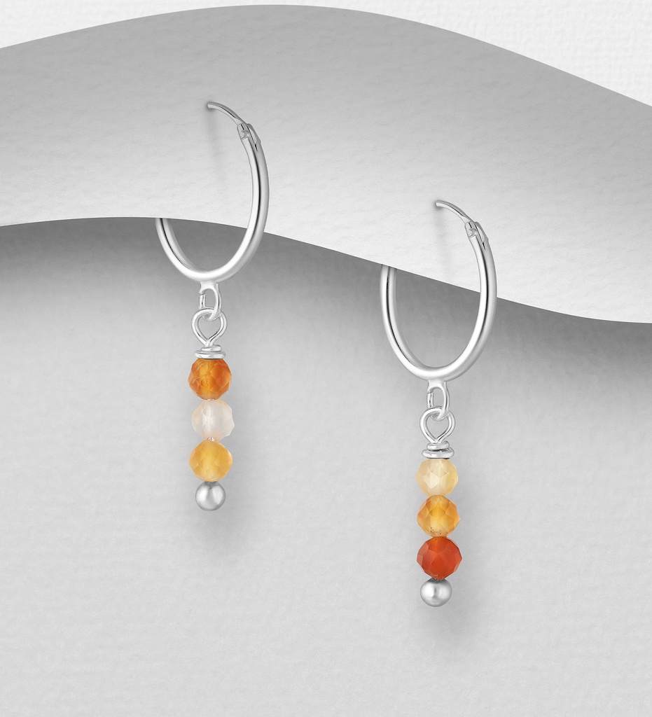 [BOAR-1332-AGATEOR] Boucles d'Oreilles - Argent 925 & Agate Orange [1332]
