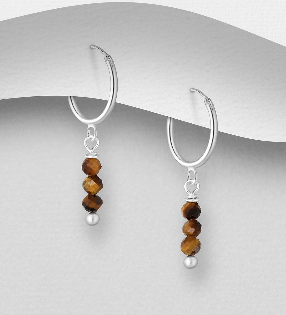[BOAR-1335-ODT] Boucles d'Oreilles - Argent 925 & Œil de Tigre [1335]