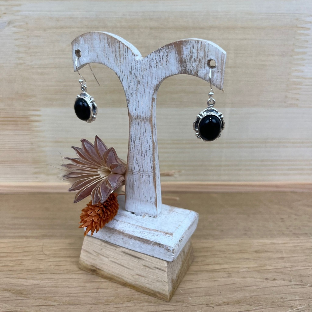 [BOAR-1346] Boucles d'Oreilles - Argent 925 & Onyx [1346]