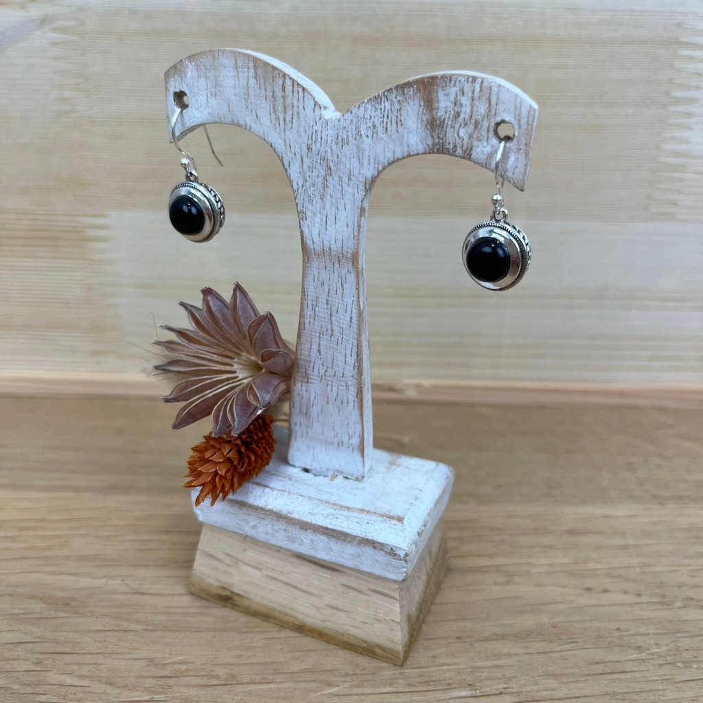 [BOAR-1347] Boucles d'Oreilles - Argent 925 & Onyx [1347]