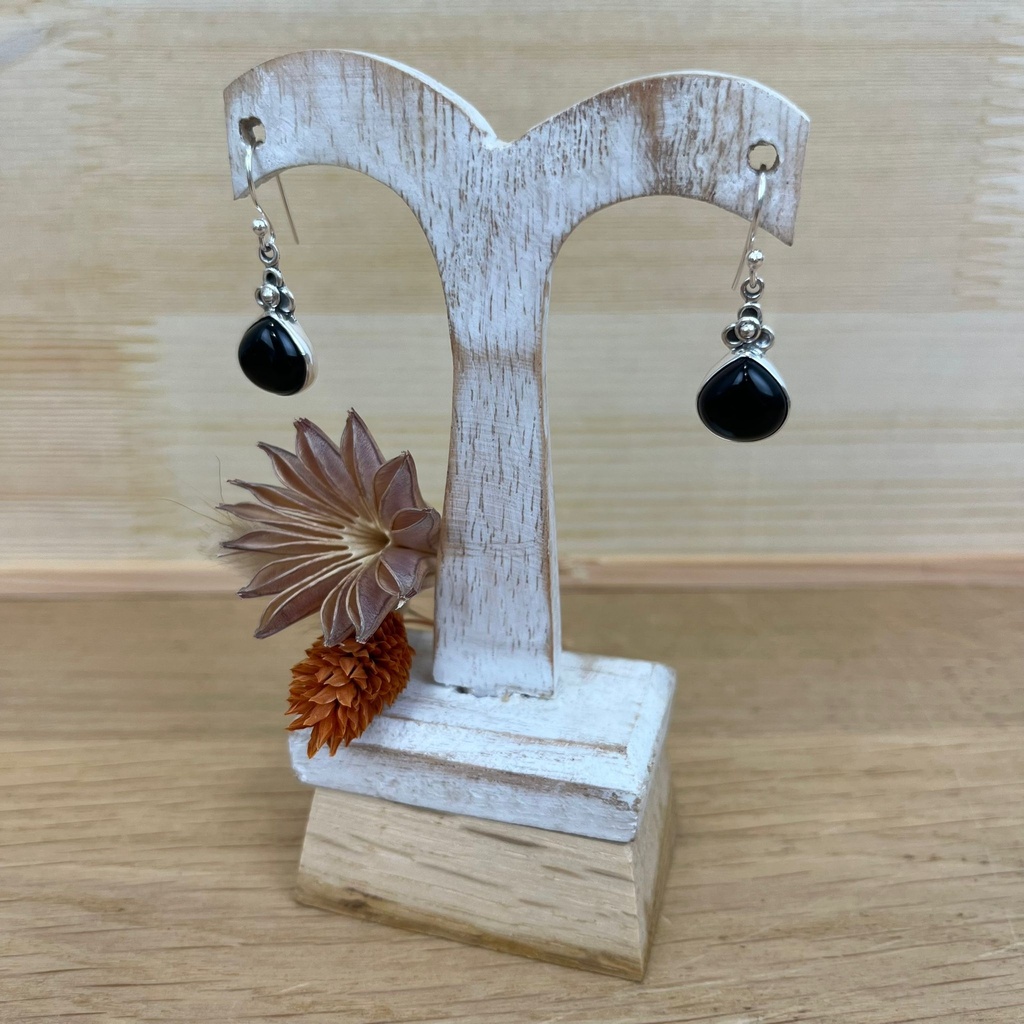 [BOAR-1348] Boucles d'Oreilles - Argent 925 & Onyx [1348]