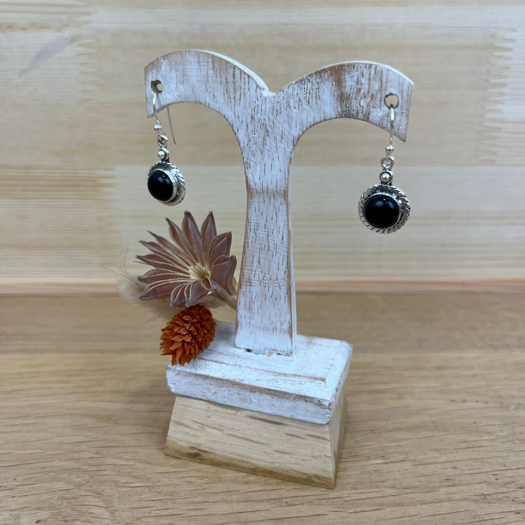 [BOAR-1350] Boucles d'Oreilles - Argent 925 & Onyx [1350]