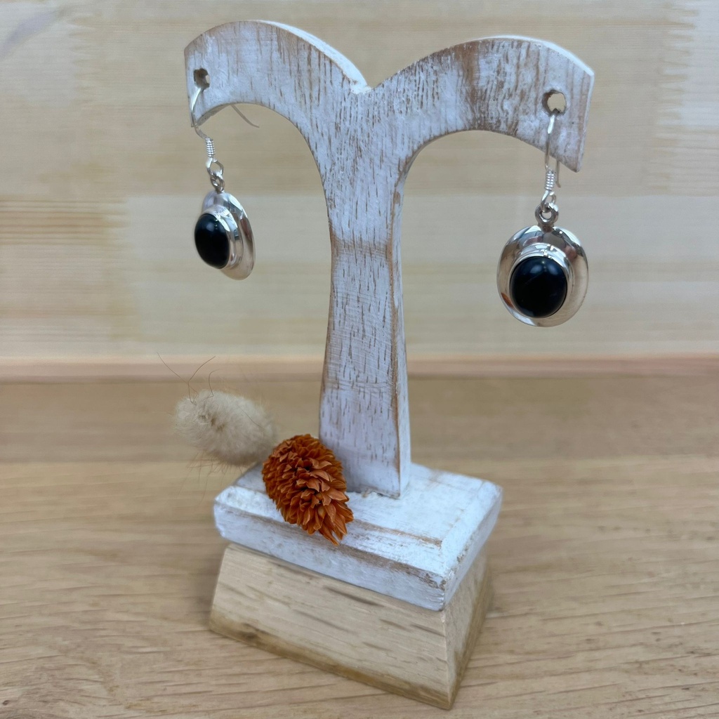 [BOAR-1352] Boucles d'Oreilles - Argent 925 & Onyx [1352]