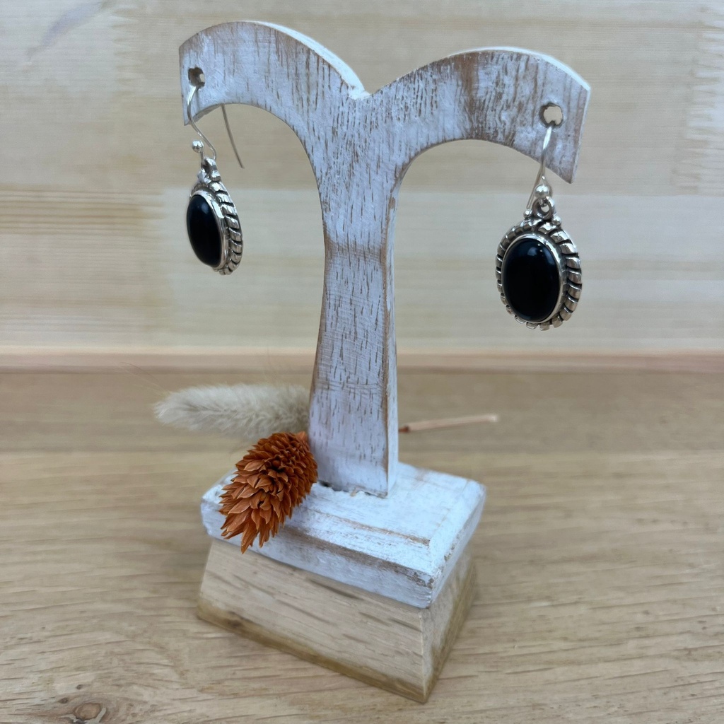[BOAR-1361] Boucles d'Oreilles - Argent 925 & Onyx [1361]