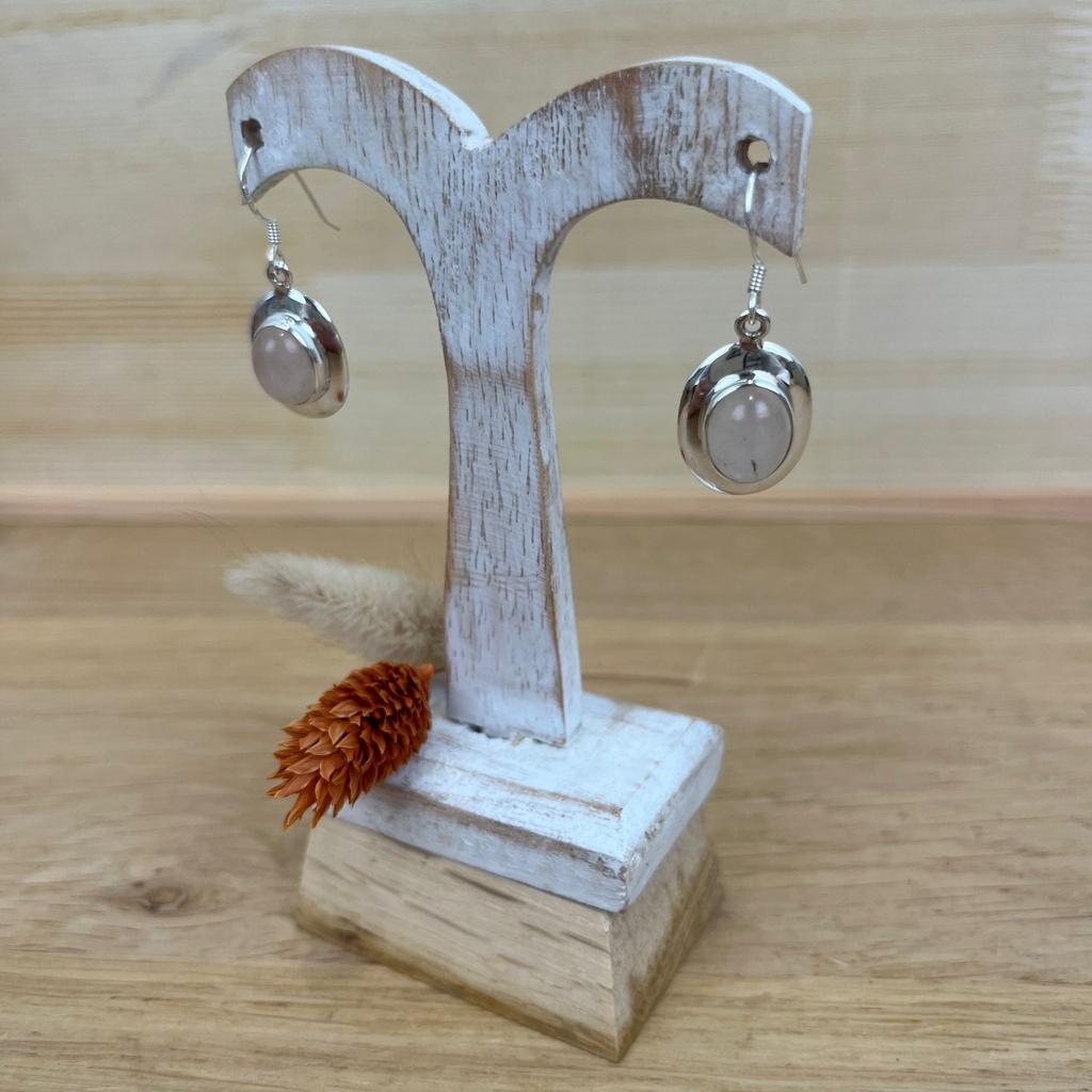 [BOAR-1385] Boucles d'Oreilles - Argent 925 & Quartz Rose [1385]
