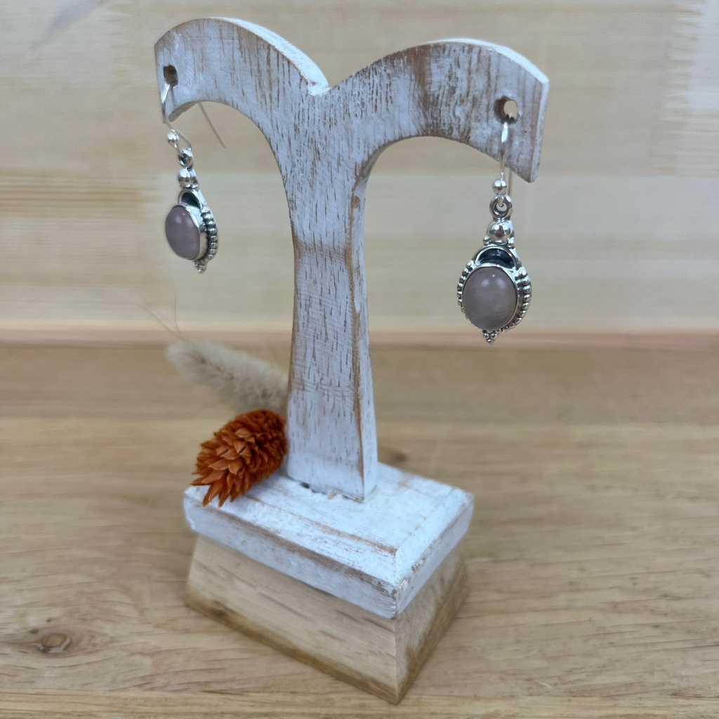 [BOAR-1389] Boucles d'Oreilles - Argent 925 & Quartz Rose [1389]