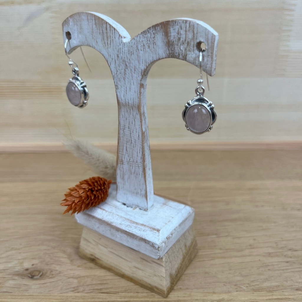 [BOAR-1391] Boucles d'Oreilles - Argent 925 & Quartz Rose [1391]