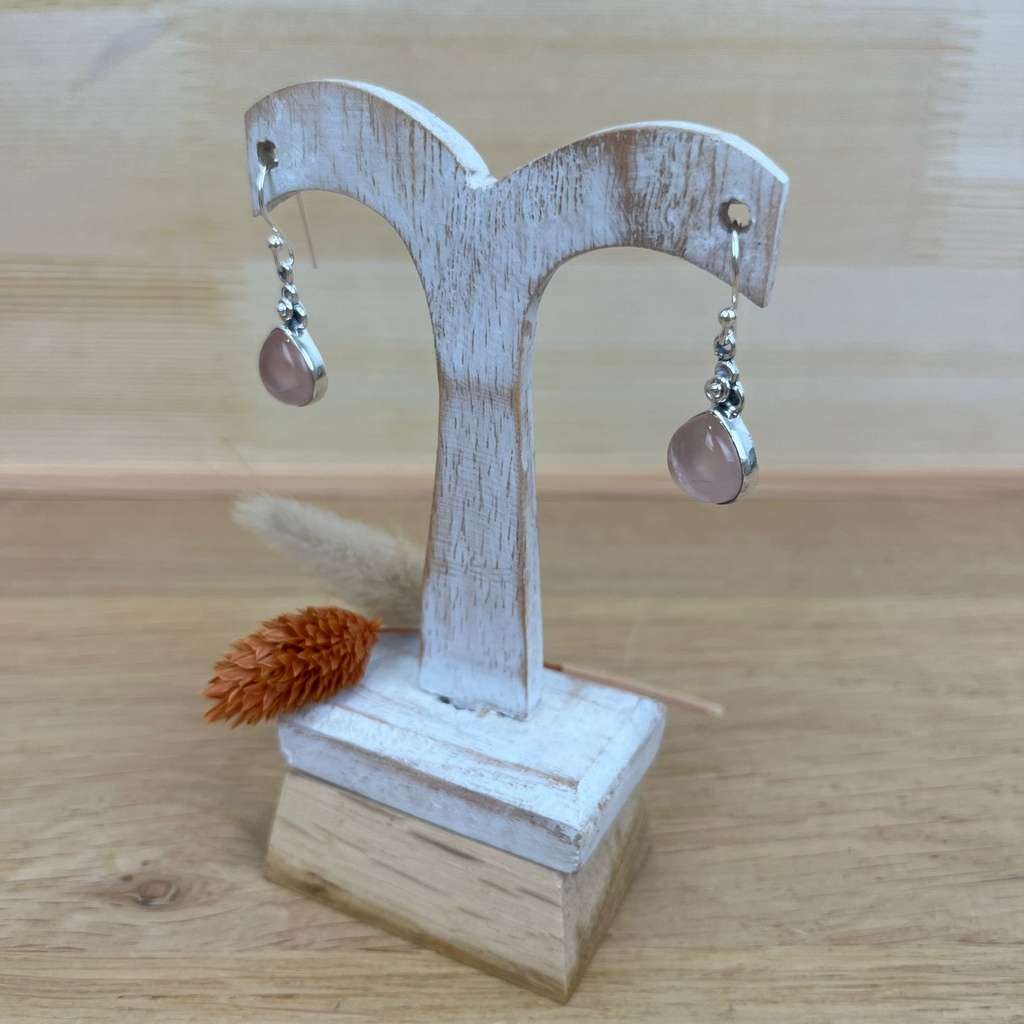 [BOAR-1393] Boucles d'Oreilles - Argent 925 & Quartz Rose [1393]