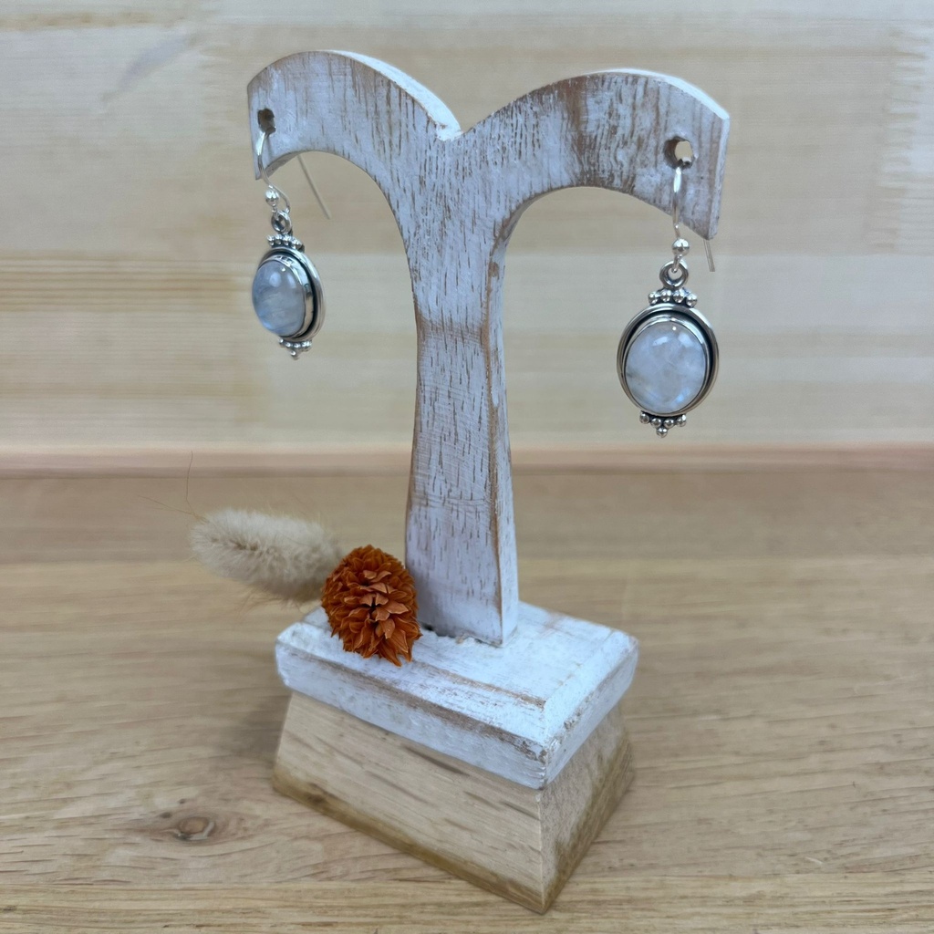 [BOAR-1397] Boucles d'Oreilles - Argent 925 & Pierre de Lune [1397]