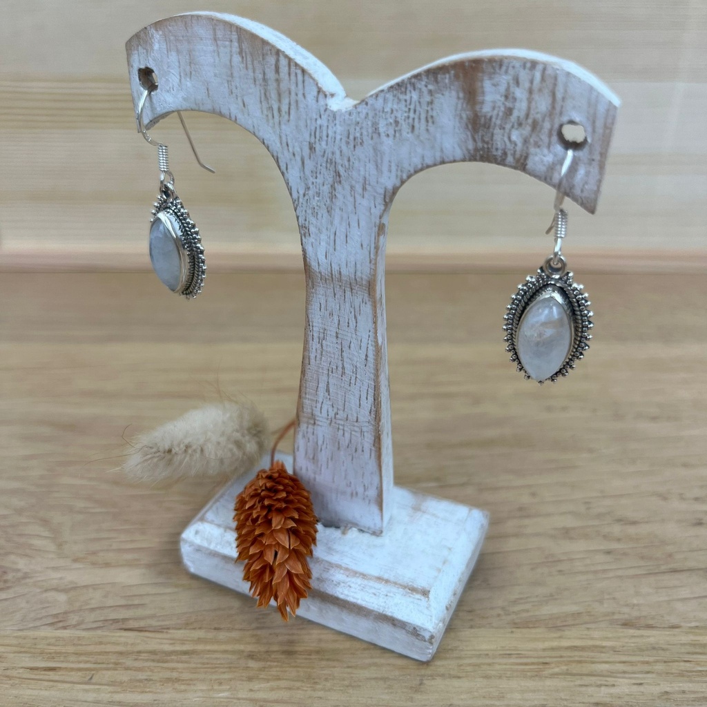[BOAR-1404] Boucles d'Oreilles - Argent 925 & Pierre de Lune [1404]