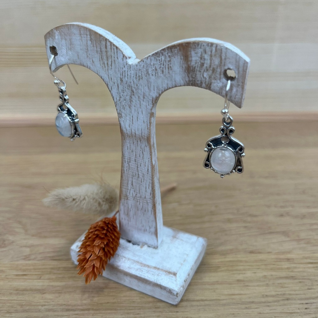 [BOAR-1410] Boucles d'Oreilles - Argent 925 & Pierre de Lune [1410]