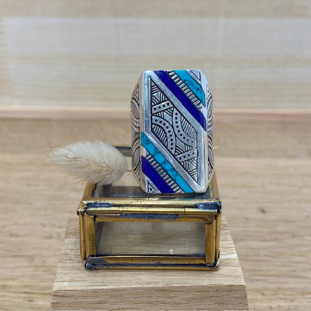 [BAAR-2522] Bague - Argent 925 & Lapis Lazuli & Turquoise [2522]