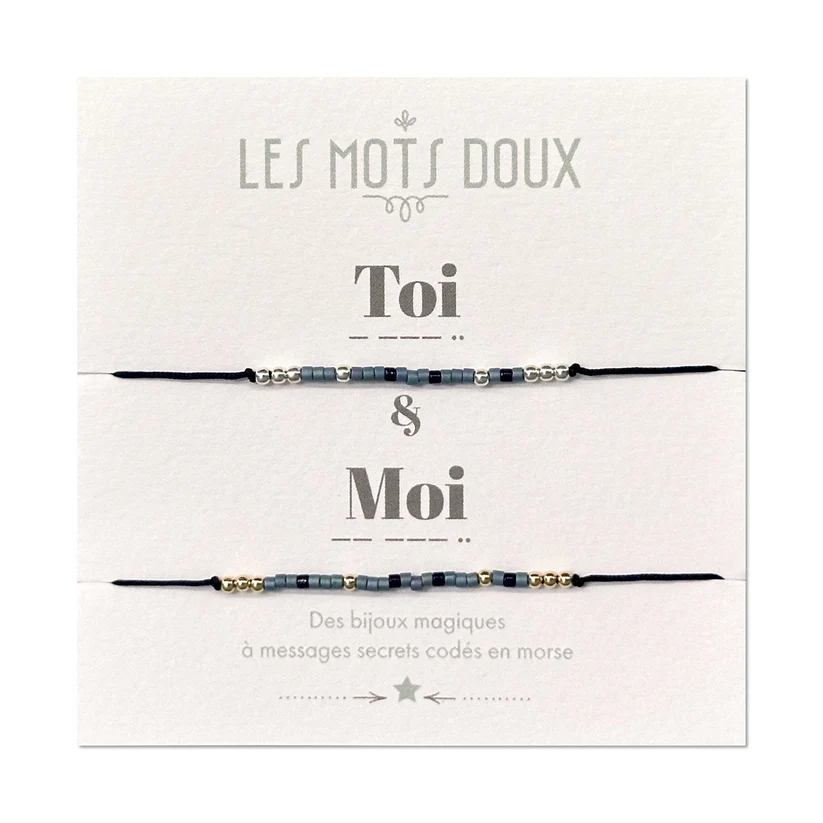 [LMD-BR-DUO-0005] Bracelet Duo Morse 'Toi et moi' Argenté & Doré - Les Mots Doux