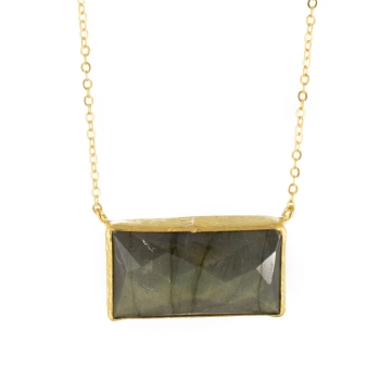 [TCS-IFN194A] Collier laiton plaqué or & Labradorite - The Craftshop