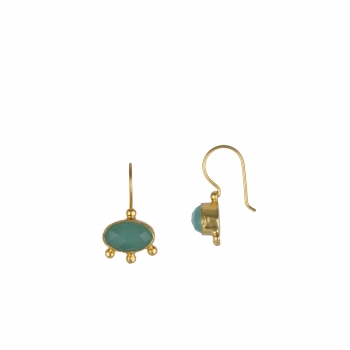 [TCS-IFE789F] Boucles d'oreilles laiton plaqué or & Calcédoine - The Craftshop