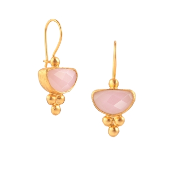 [TCS-IFE77E] Boucles d'oreilles laiton plaqué or & Quartz Rose - The Craftshop