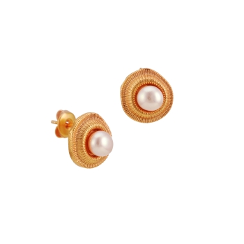 [TCS-AE004L] Boucles d'oreilles laiton plaqué or & Perle - The Craftshop