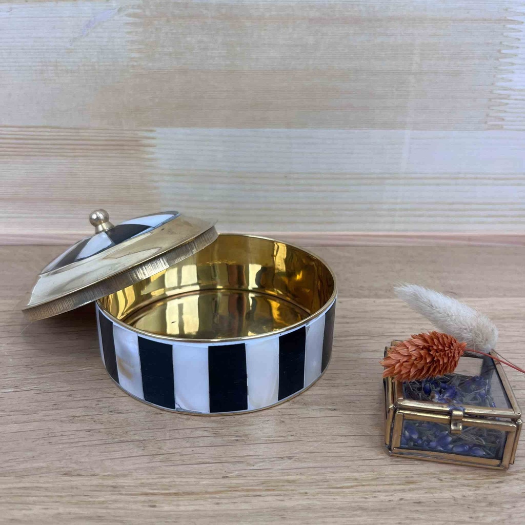 [MUJA-881-BB-17] Boite à Bijoux Noire et Blanche en Nacre - Muja Juma
