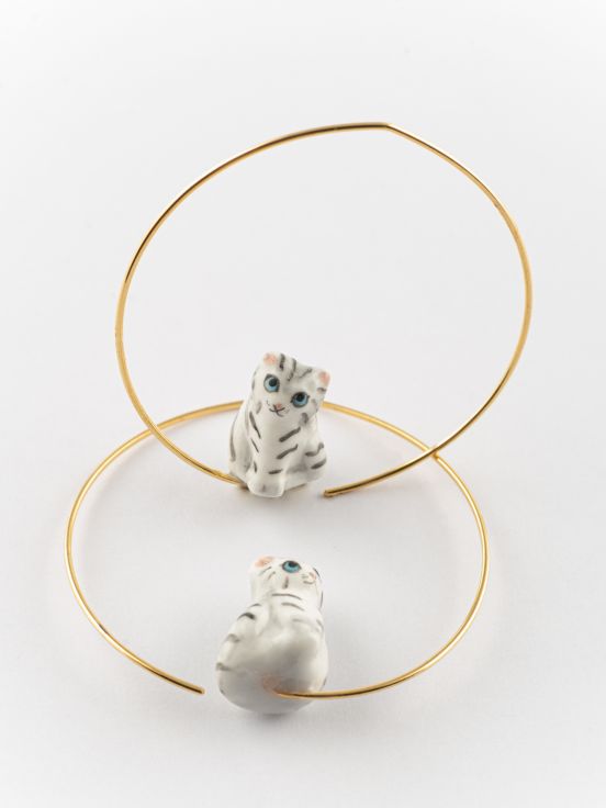 [NACH-J616] Petites Boucles d'Oreilles Créoles 'Chat'  - Nach