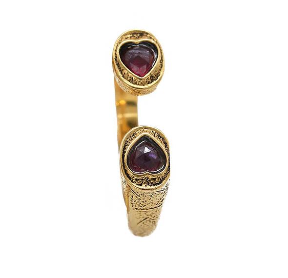 [LA2L-BA-0247-54-A] Bague 'Sacha' Laiton plaqué or 3 microns & Améthyste - LA2L
