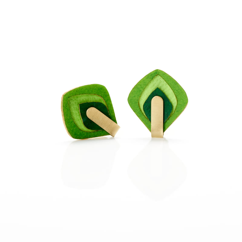 [PACA-ACA-PD001-VERT] Boucles d'Oreilles Vertes à fermoir à tige 'Acacia Presion' - Paca Peca