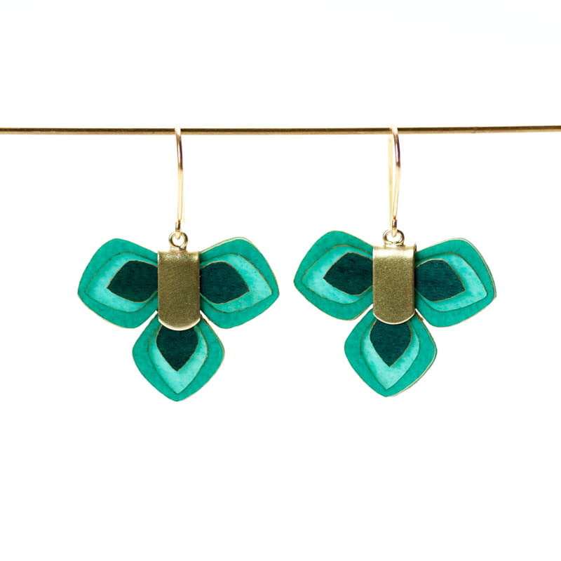 [PACA-ACA-PD003-TURQ] Boucles d'Oreilles Turquoises 'Acacia Corto' - Paca Peca