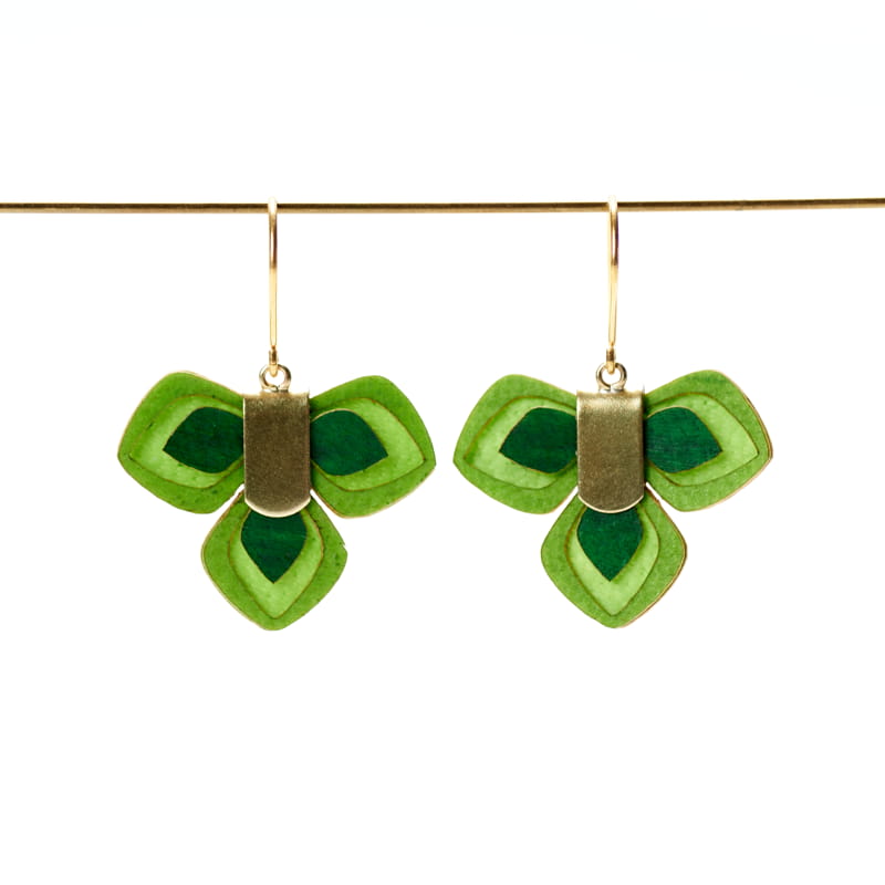 [PACA-ACA-PD004-VERT] Boucles d'Oreilles Vertes 'Acacia Largo' - Paca Peca