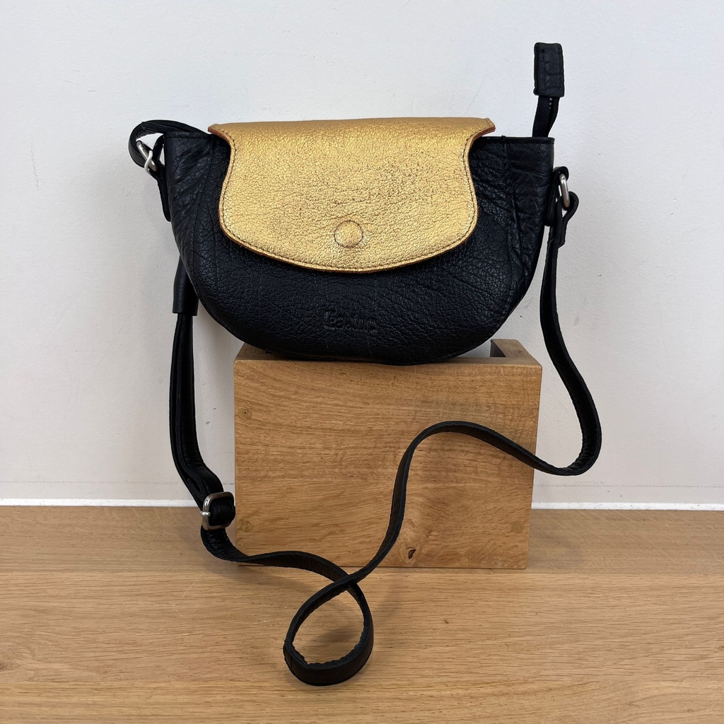 [LEA-MATHILDE-BPF-NOIR-DORE-M] Sac en Bandoulière 'Mathilde' Noir/Doré (Métalisé) - Léa Toni