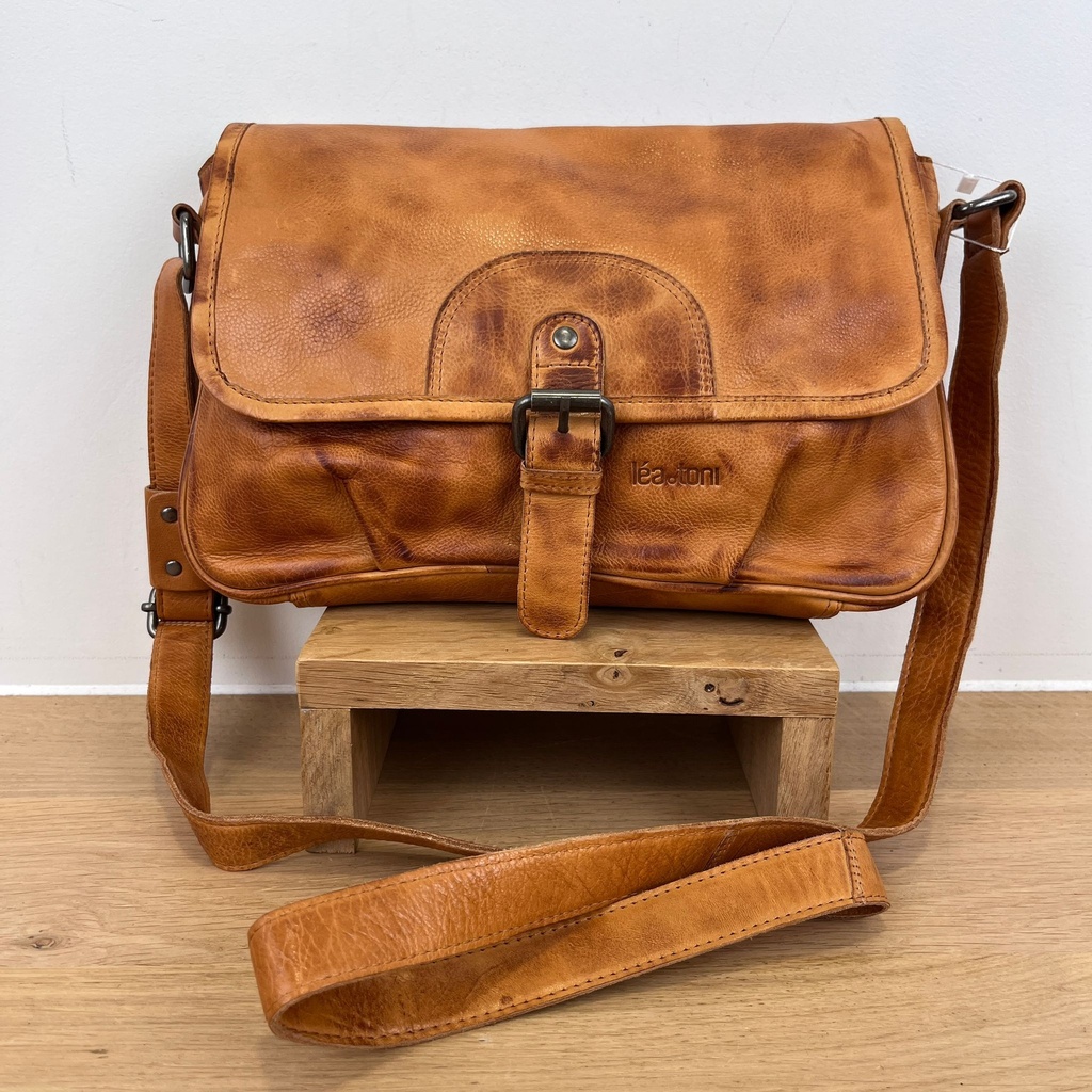 [LEA-ELYNA-VPF-COGNA] Sac en Bandoulière 'Elyna' Cognac - Léa Toni