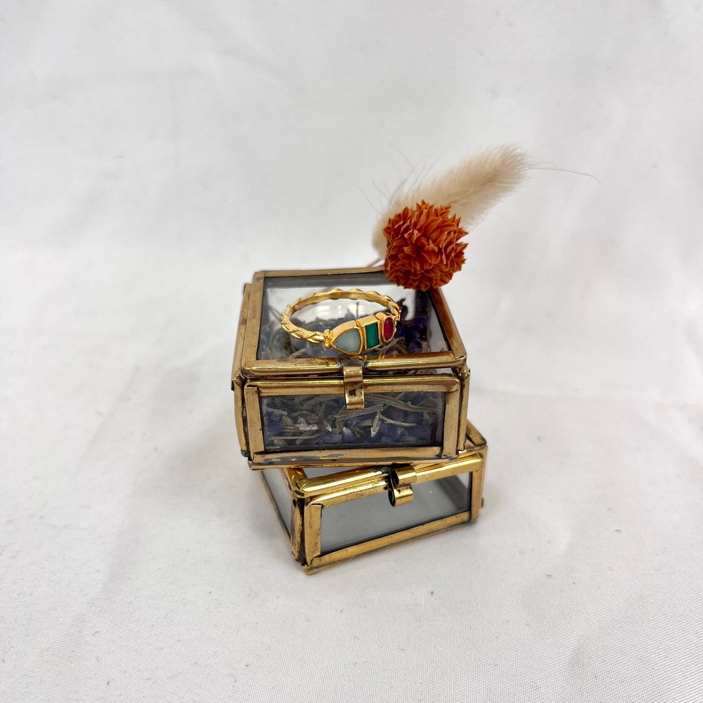 [MUJA-4648-GB-15-054] Bague Awa Argent Plaqué Or & Agate Verte - Muja Juma