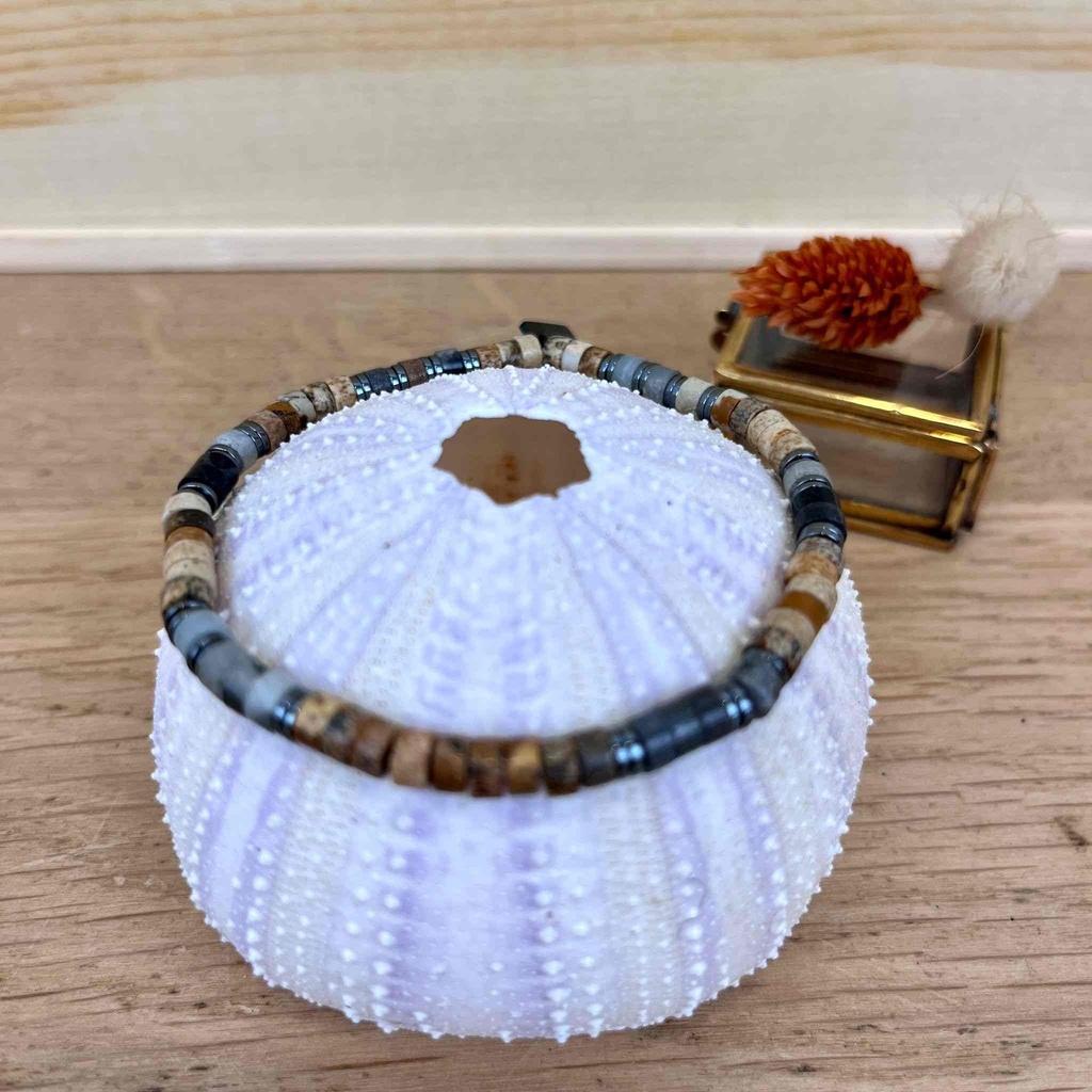 [BELLE-U-LEO-BELA3MX] Bracelet 'Léo' Amazonite & Jaspe Paysage - Belle Mais Pas Que